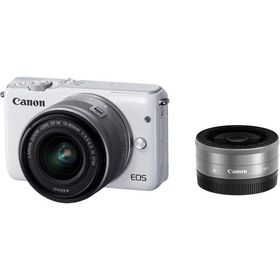 キヤノン Canon EOS M10 EF-M 15-45mm 22mm 単焦点 ダブルレンズキット ホワイト ミラーレス一眼 カメラ 中古