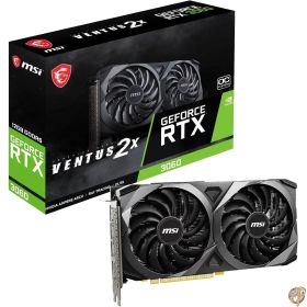 【25日最大2000円クーポン】MSI GeForce RTX 3060 VENTUS 2X 12G OC Gaming Graphics Card - 3060, TORX Fan 3.0, 12 GB GDDR6, 192 Bit, PCI Express Gen 4, DisplayPort v1.4a, HDMI 2.1, Zero Frozr, 1440p Resolution, Ray Tracing