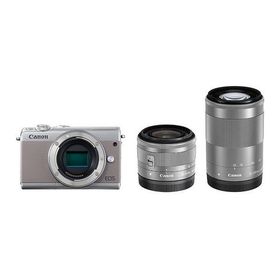 中古 １年保証 美品 Canon EOS M100 ダブルズームキット 15-45mm IS STM + 55-200mm IS STM グレー