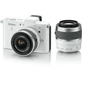 【中古】【39shop】Nikon★ミラーレス一眼カメラ Nikon 1 ニコンワン V1 ブイワン ダブルズームキット ホワイト N1 V1WZ WH（非常に良い）