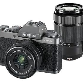【中古】FUJIFILM ミラーレス一眼 X-T100ダブルズームレンズキット ダークシルバー X-T100WZLK-DS