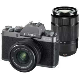 【中古】FUJIFILM フジフイルム X-T100 ダブルズームレンズキット ダークシルバー