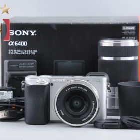 【中古】SONY ソニー α6400 ILCE-6400 ダブルズームレンズキット シルバー 元箱付き 多言語対応