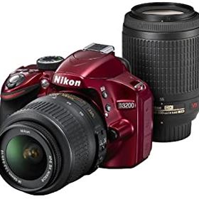 【中古】Nikon デジタル一眼レフカメラ D3200 200mmダブルズームキット 18-55mm/55-200mm付属 レッド D3200WZ200RD