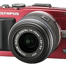 【中古】(非常に良い)OLYMPUS ミラーレス一眼 PEN Lite E-PL6 レンズキット レッド E-PL6 LKIT RED