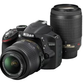【中古】「ほぼ新品」Nikon デジタル一眼レフカメラ D3200 200mmダブルズームキット 18-55mm/55-200mm付属 ブラック D3200WZ200BK