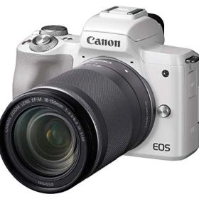 【中古】「非常に良い（無料延長保証）」Canon ミラーレス一眼カメラ EOS Kiss M 高倍率ズームキット ホワイト EOSKISSMWH-18150ISSTM