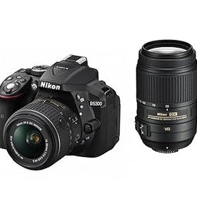 【中古】【39shop】Nikon★デジタル一眼レフカメラ D5300 ダブルズームキット ブラック 2400万画素 3.2型液晶 D5300WZBK(非常に良い)