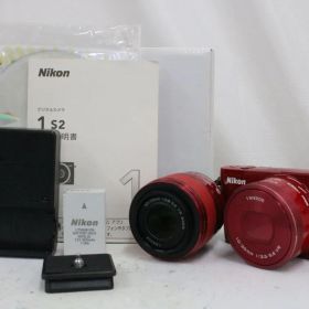 【返品保証】 【シャッター2480回】ニコン Nikon 1 S2 レッド 10-30mm 30-110mm ミラーレス一眼 e19401