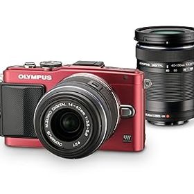 【中古】OLYMPUS ミラーレス一眼 PEN Lite E-PL6 ダブルズームキット レッド E-PL6 DZKIT RED