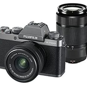 【中古】FUJIFILM ミラーレス一眼カメラ X-T100ダブルズームレンズキット ダークシルバー X-T100WZLK-DS