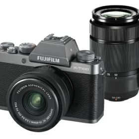 【中古】 FUJIFILM ミラーレス一眼カメラ X-T100ダブルズームレンズキット ダークシルバー X-T100WZLK-DS