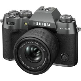 富士フイルム ミラーレス一眼カメラ「FUJIFILM X-T50」XC15-45mmレンズキット（チャコールシルバー）（日本語・英語版） FX-T50LK-1545CS_JP FUJIFILM