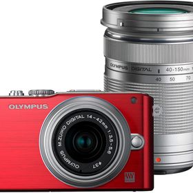 オリンパス ミラーレス OLYMPUS PEN Lite E-PL3 ダブルズームキット レッド 中古 新品SDカード付き 届いてすぐに使える