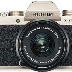 【中古】富士フイルム(FUJIFILM) ミラーレス一眼 X-T100レンズキット シャンパンゴールド X-T100LK-G