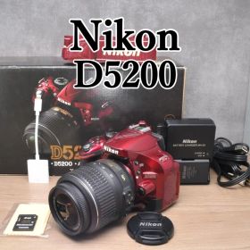 初心者おすすめ☘️Nikon D5200⭐️スマホ転送 レッド 一眼レフカメラ