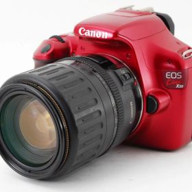 【中古】 キヤノン Canon EOS Kiss X50 レッド 高倍率ズームレンズセット 美品 ストラップ付き 当店保証30日間 人気 ミラーレス 一眼レフ 交換レンズ カメラ